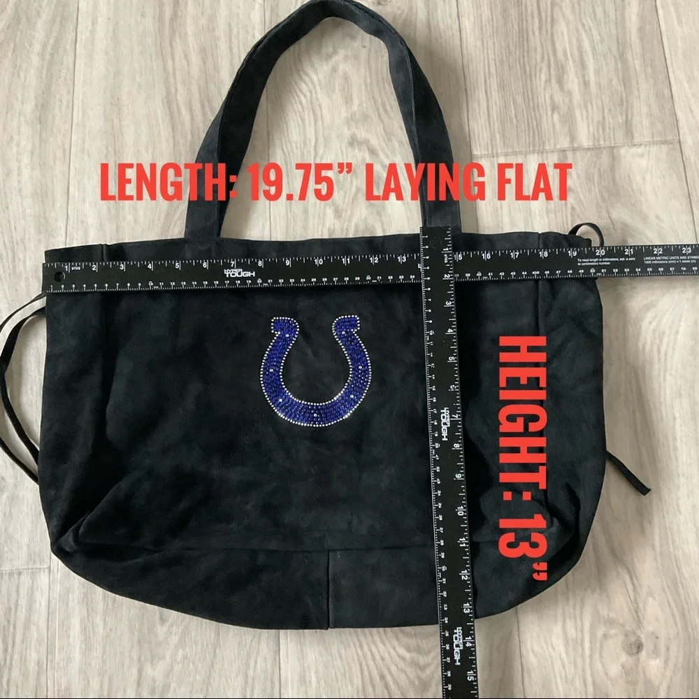 New Colts Tote Bag Rhinestone Colts Logo Large Size, Suede bag
